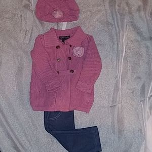 Girls sweater and hat set NEVER WORN